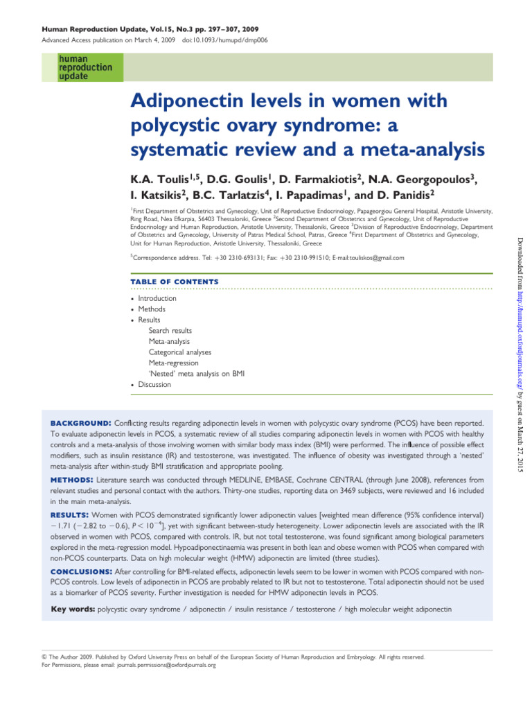 Adiponectin Levels in Women With | PDF