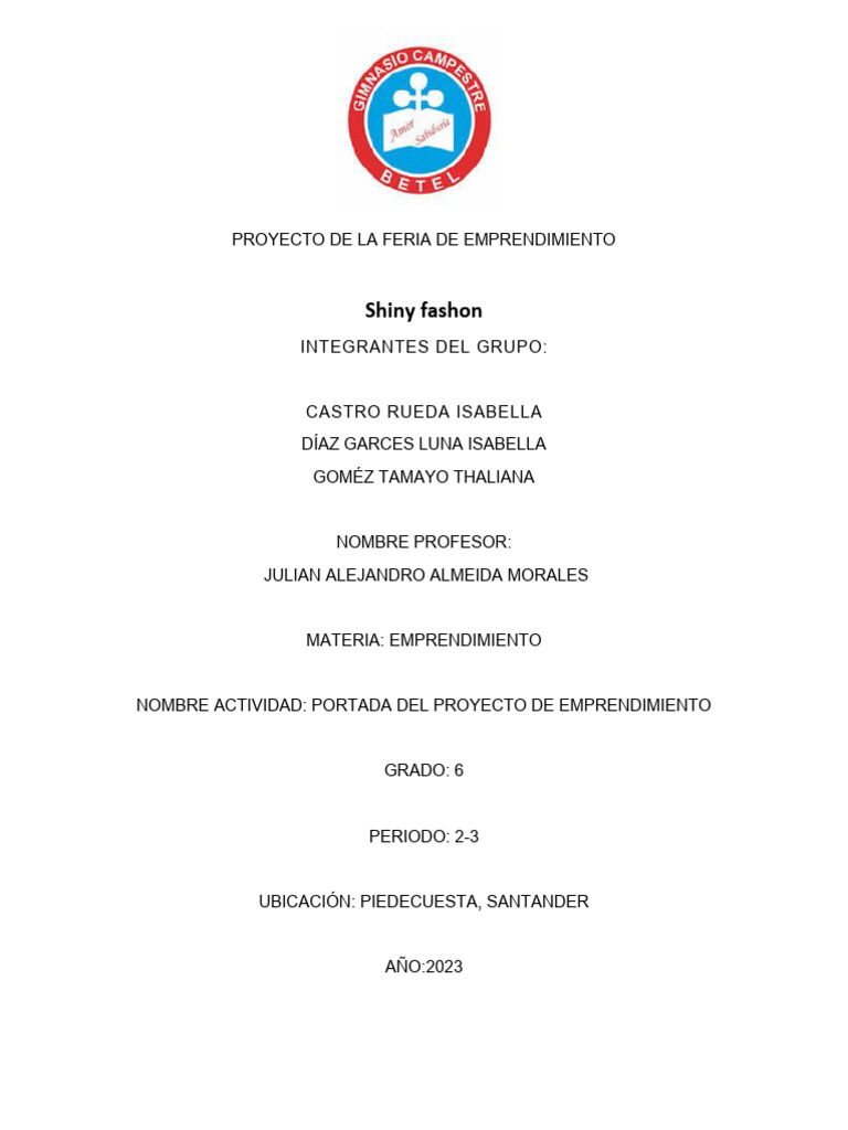 Proyecto de Emprendimiento Terminado | PDF | Iniciativa empresarial ...