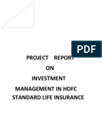 Project Report ON Investment Management in HDFC Standard Life Insurance
