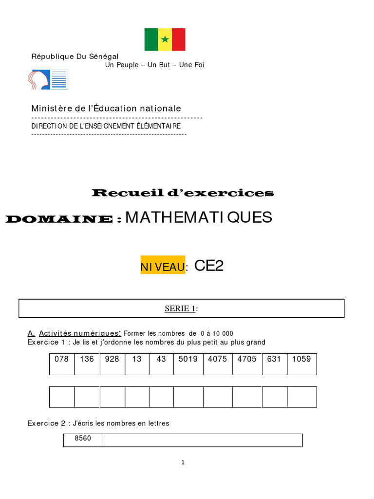 Ce2 Maths Recueils D'exercices Mathematiques Ci Au CM2 | PDF ...