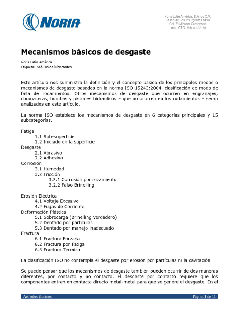 Mecanismos de desgaste en rodamientos | PDF | Corrosión | Fatiga (material)