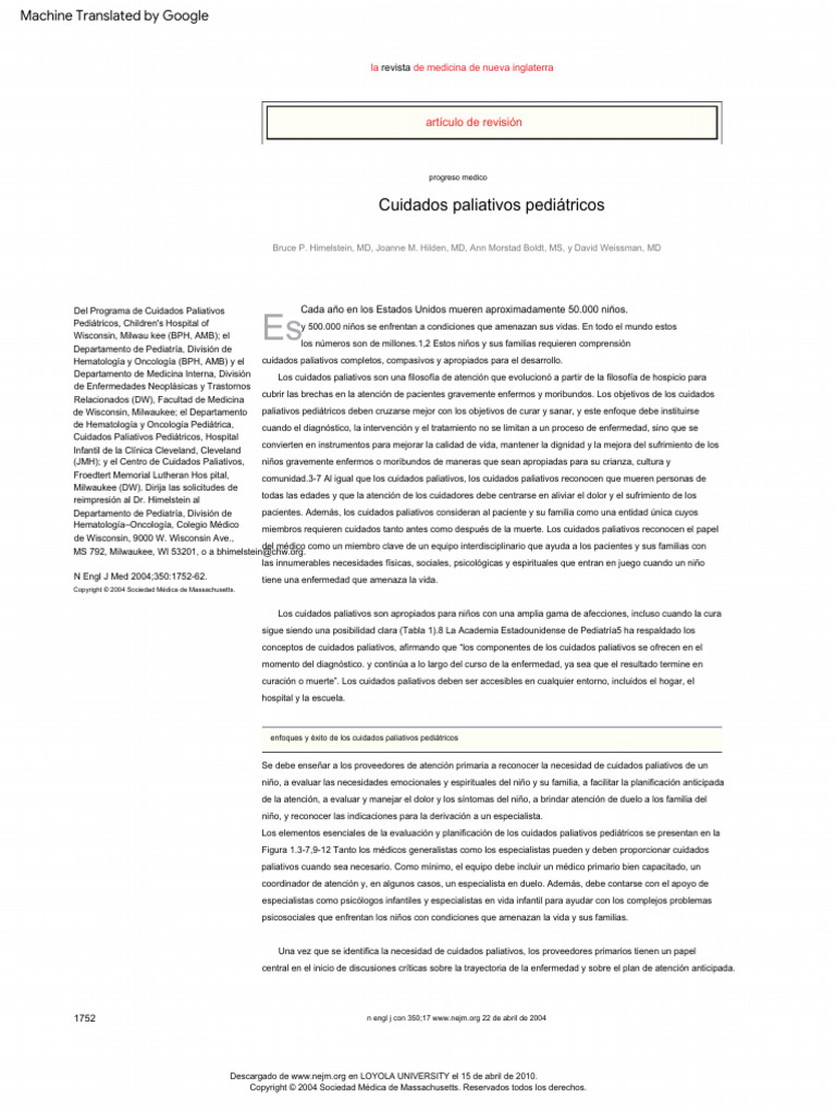 Pediatric Palliative Care | PDF | Cuidados paliativos | Dolor