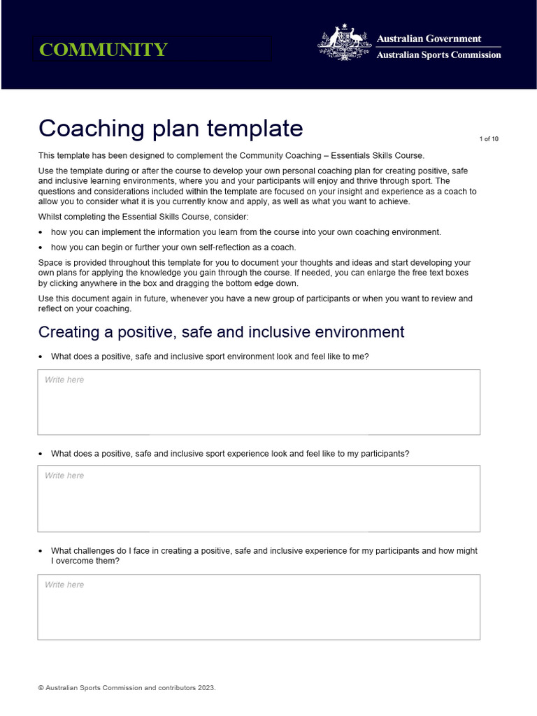 Coaching Plan Template FINAL | PDF | Learning | Motivation