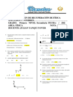 EXAMEN DE RECUPERACIÓN DE 1er. GRADO I.E. PR CIENCIAS