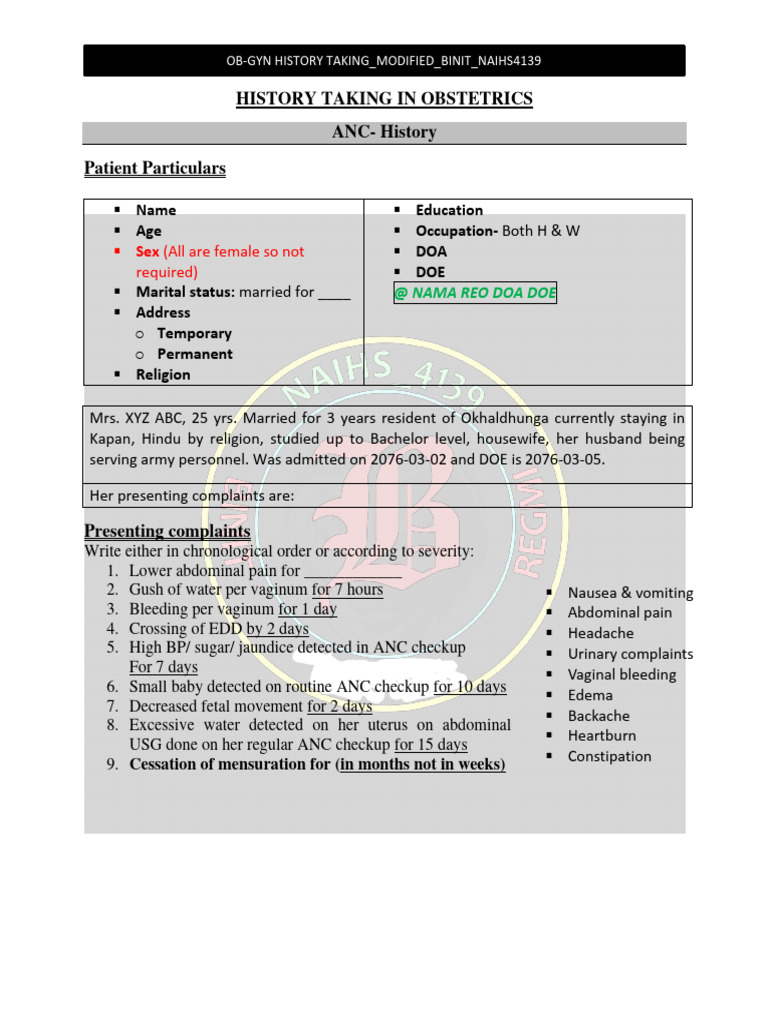 Ob Gyn History Taking PDF Childbirth Pregnancy Ob Gyn History Taking PDF Childbirth Pregnancy