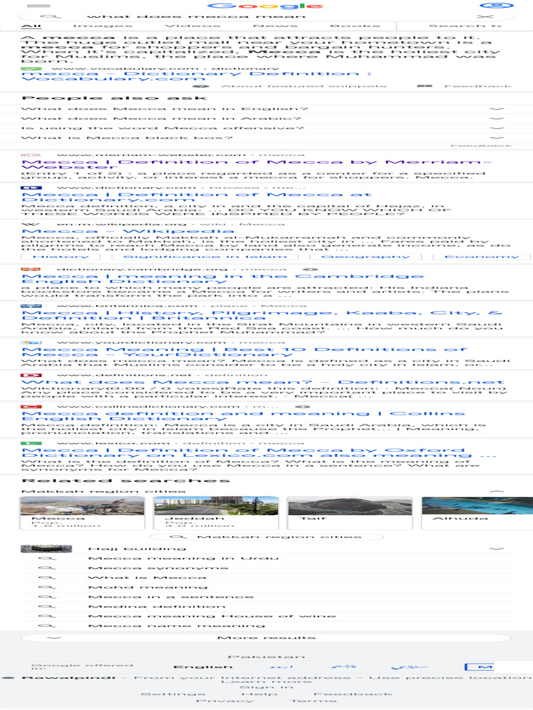 What Does Mecca Mean Google Search PDF