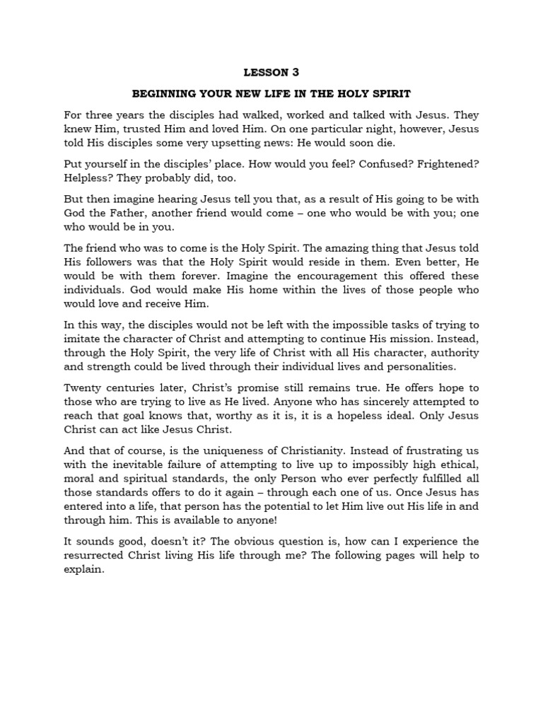 Beginning Your New Life in the Spirit | PDF | Jesus | Disciple ...