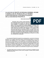 La Justicia Según Ockham, Hobbes, Hume Y Rawls, en El Marco de La Teoría Convencional-Contractualista de La Sociedad Política