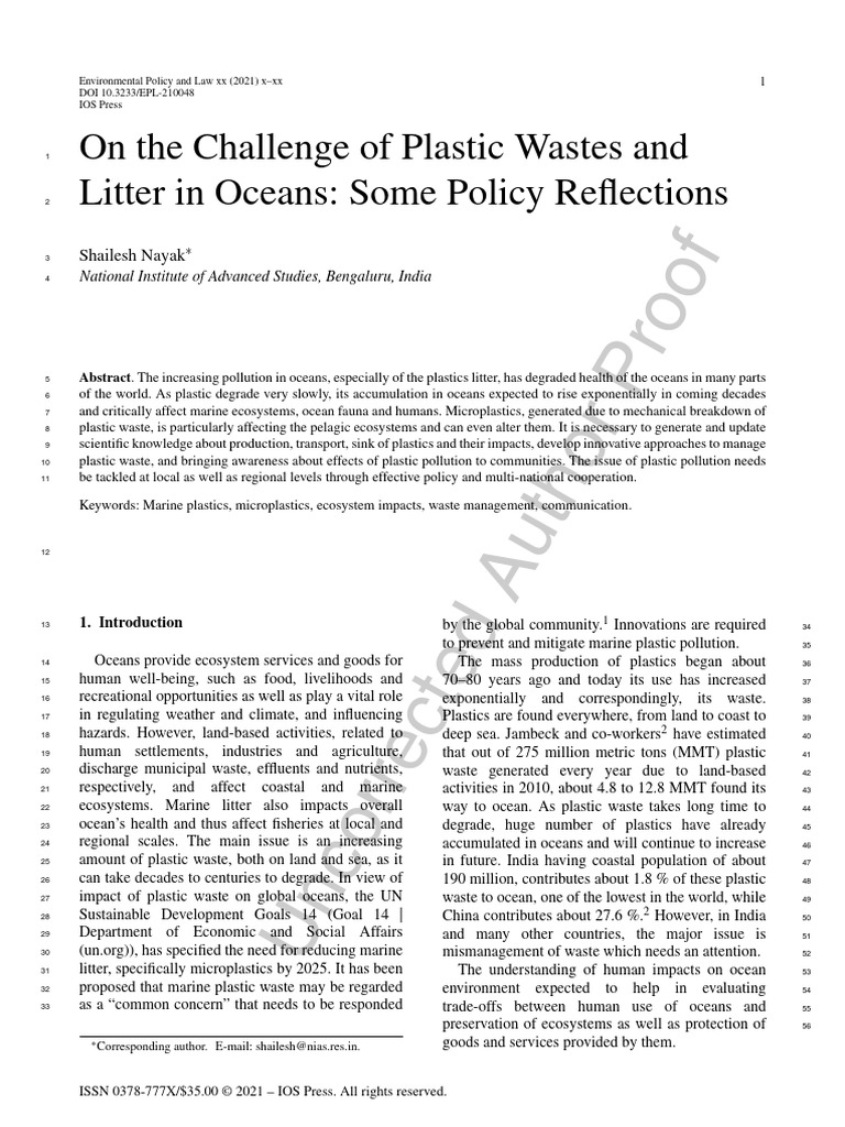 Tackling Ocean Plastic Pollution Challenges | PDF