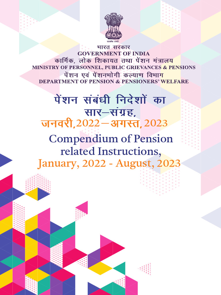 Compendium of Pension Circulars Jan 2022 To Aug 2023 Eng Hindi | PDF