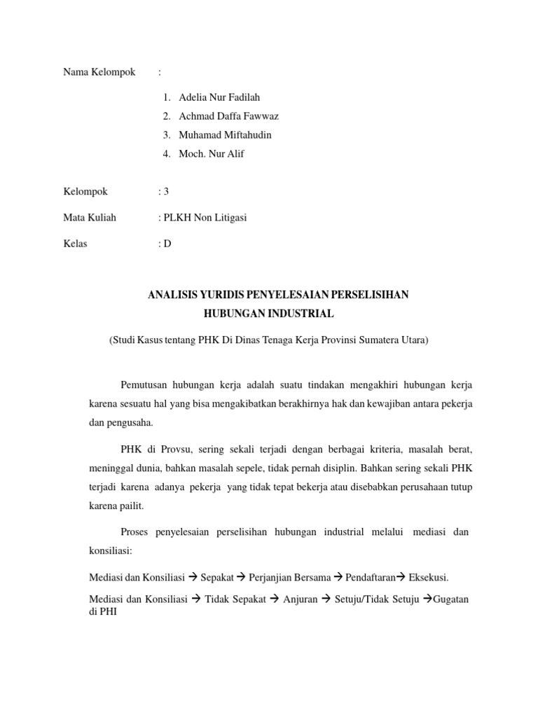 Penyelesaian PHK Melalui Mediasi PLKH | PDF | Bisnis | Hukum