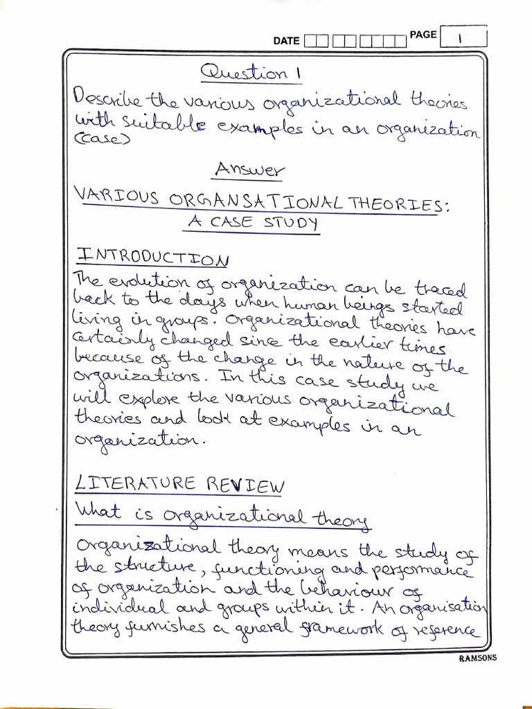 Organizational Theory Case Study PDF