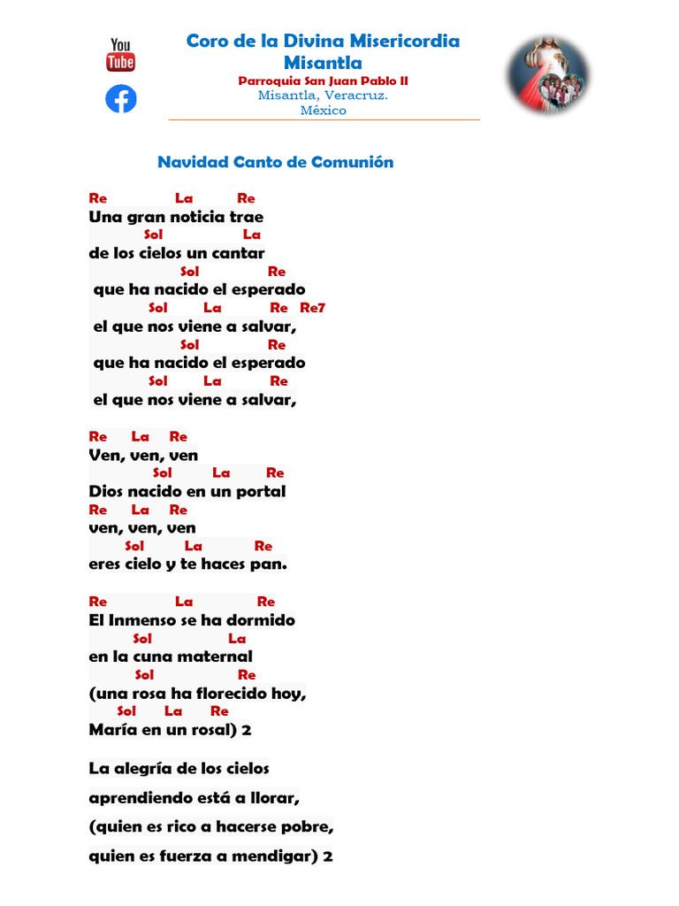 Canto de Comunión: Navidad y Eucaristía | PDF