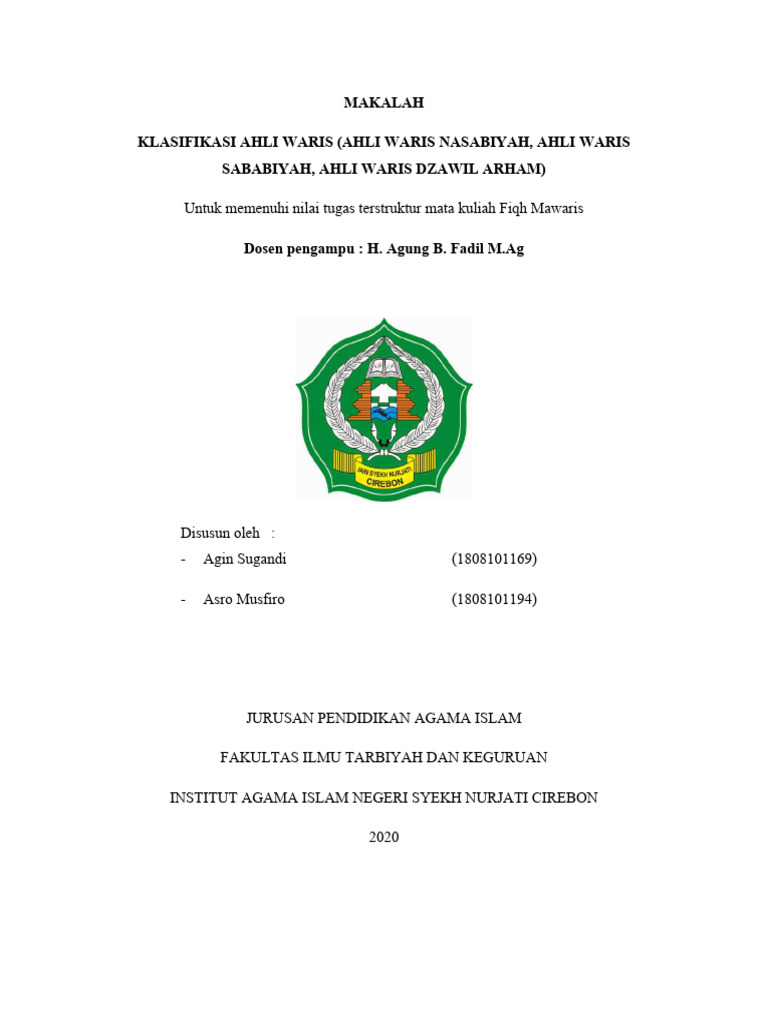 Klasifikasi Ahli Waris dalam Islam | PDF