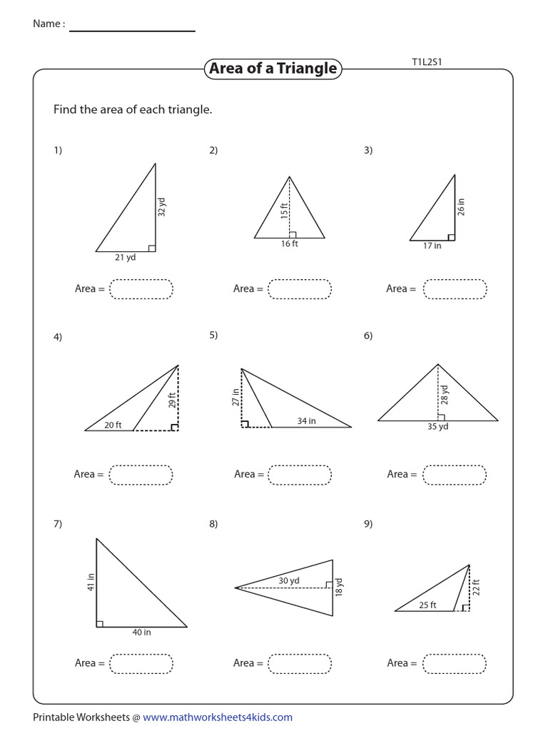 Triangle Area Worksheets | PDF