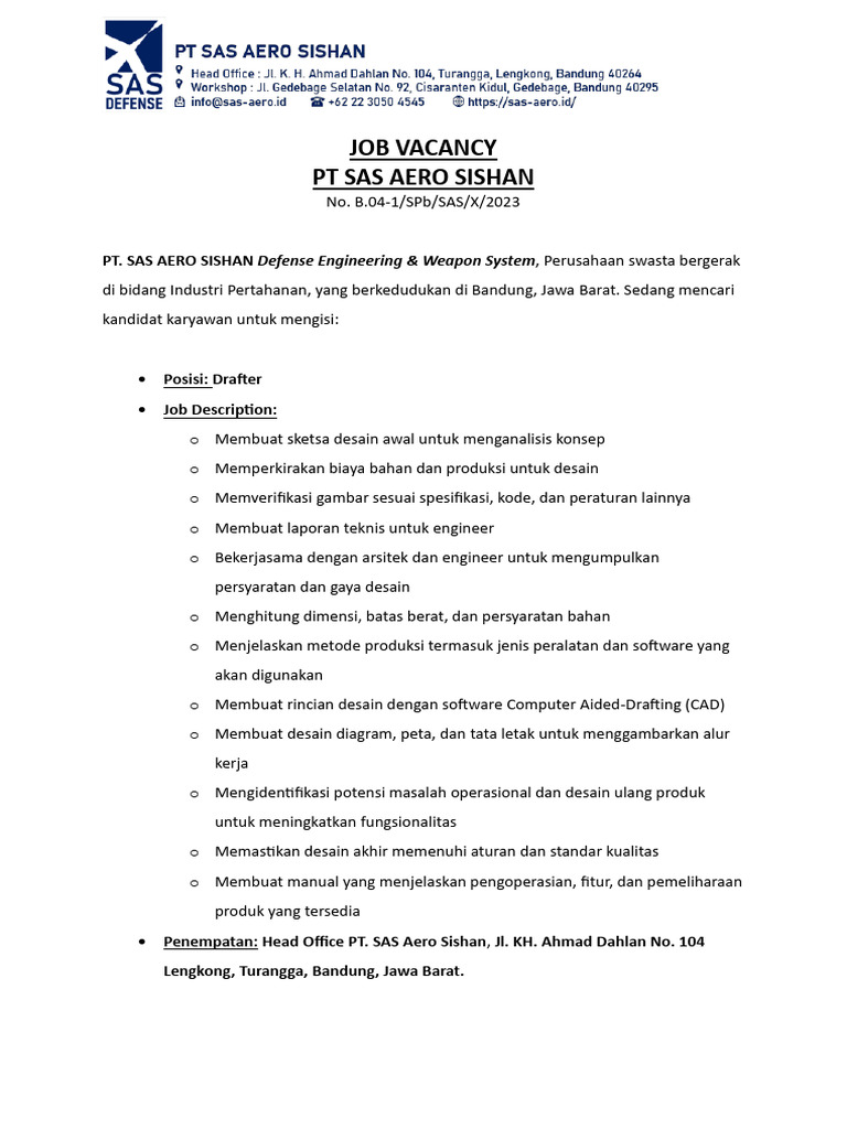 JOB VACANCY-Drafter | PDF