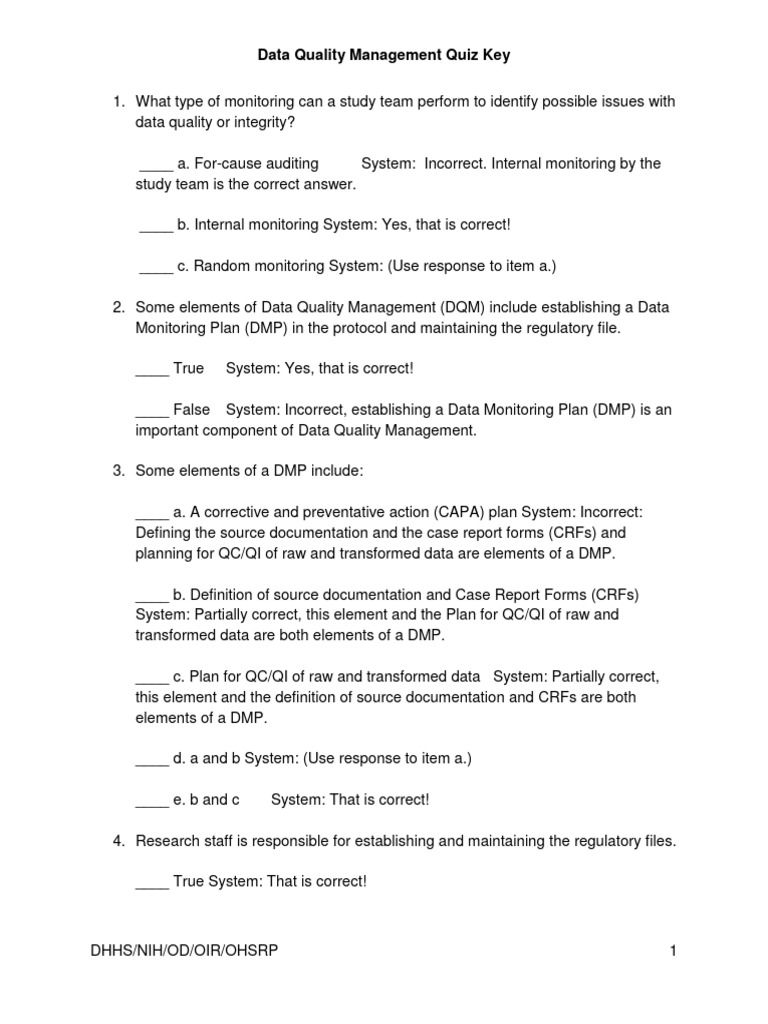 Data quality management key pdf data quality institutional review