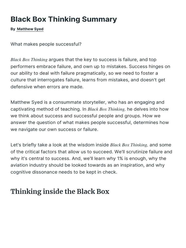 Black Box Thinking | PDF