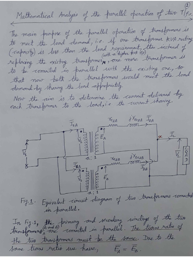 Notes - Parallel Operation of Transformers | PDF
