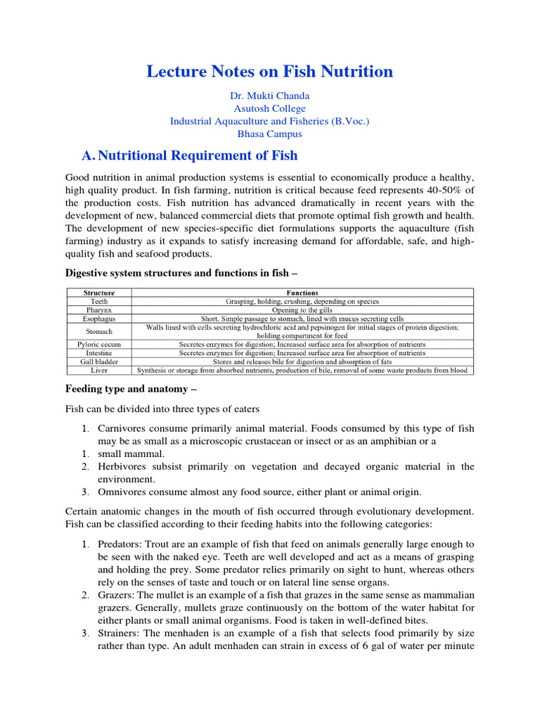 Nutritional Requirements of Fish | PDF | Vitamin | Selenium