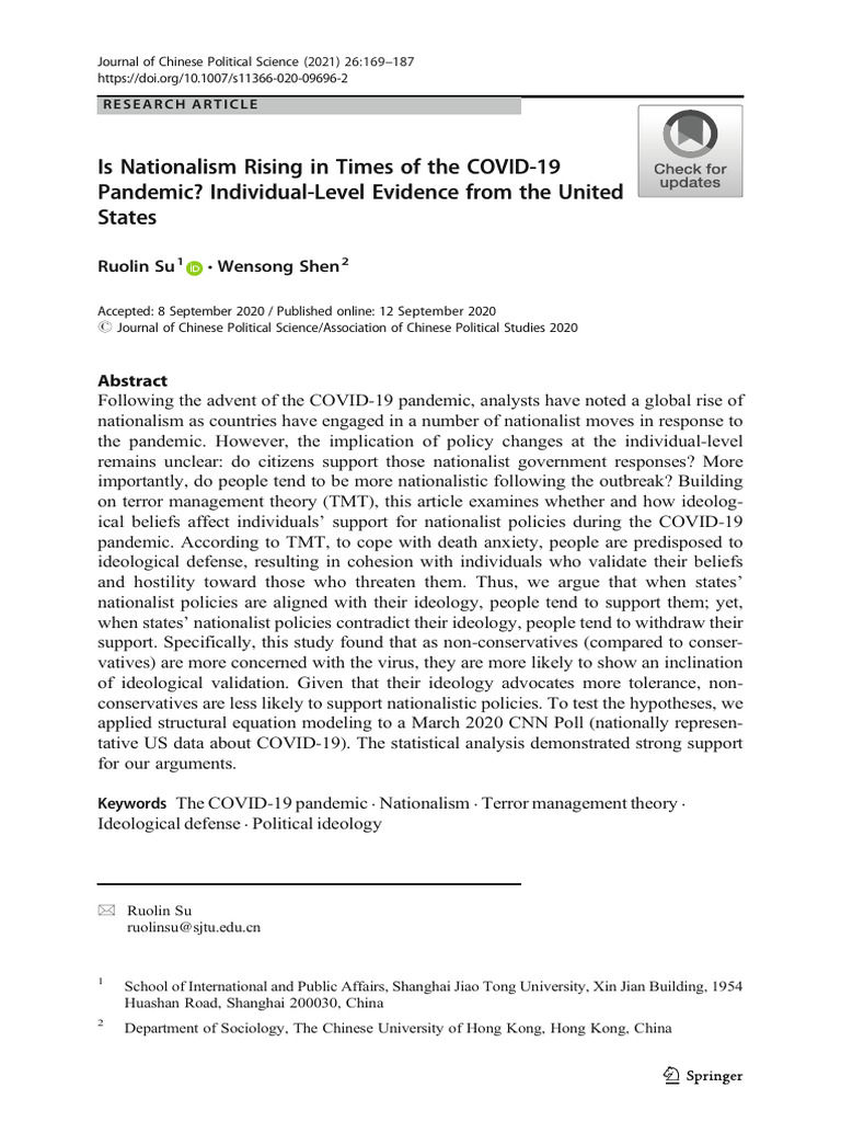 Su & Shen (2021) Is Nationalism Rising in Times of The COVID-19 ...