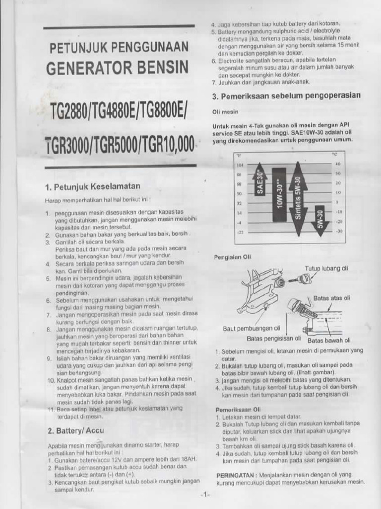 Manual Book Genset TGR 5000 PDF