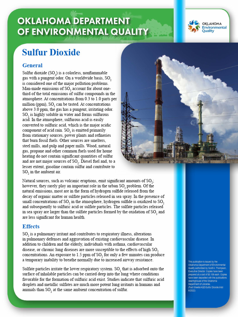 Sulfur Dioxide | PDF | Sulfur Dioxide | Sulfur