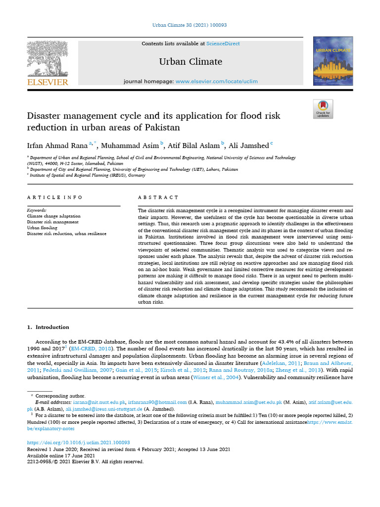 Evaluating Disaster Management Cycle in Floods | PDF | Disaster Risk ...