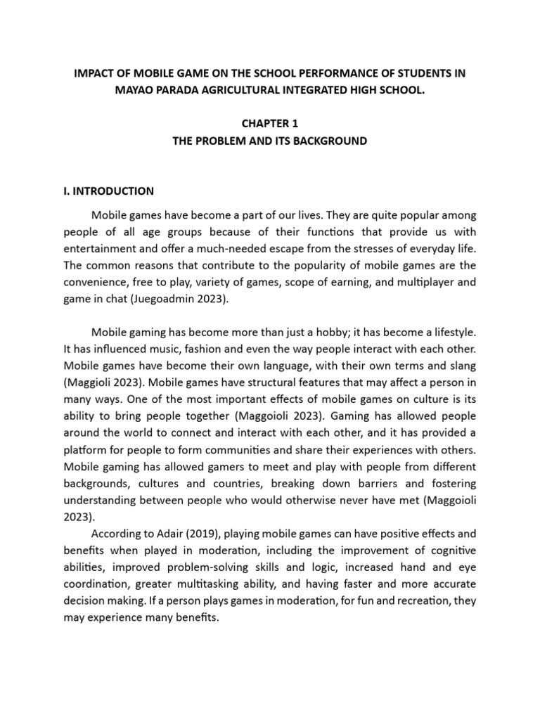 Mobile Games' Impact on Student Performance | PDF | Mobile Game ...
