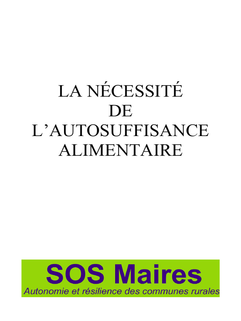 Autosuffisance alimentaire : enjeux et solutions | PDF | Sécurité ...