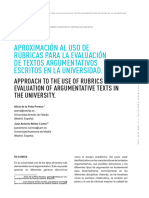 Aproximación Al Uso de Rúbricas para La Evaluación de Textos Argumentativos Escritos en La Universidad