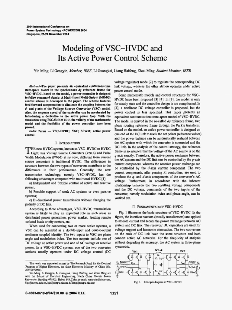 Modeling of VSC-HVDC | PDF | High Voltage Direct Current | Alternating ...