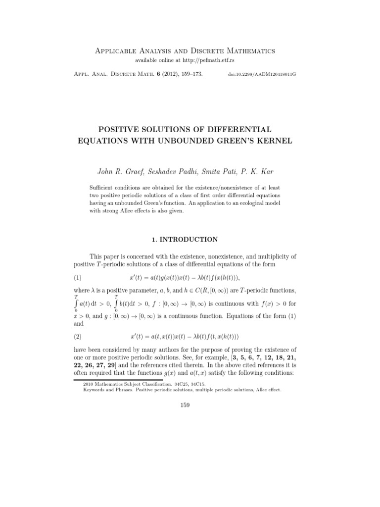 Applicable analysis and discrete mathematics doi 10 2298
