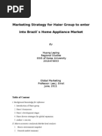 Final Paper (Huang Leping) - Marketing Plan For Haier To Enter Brazil - Home Appliances Market