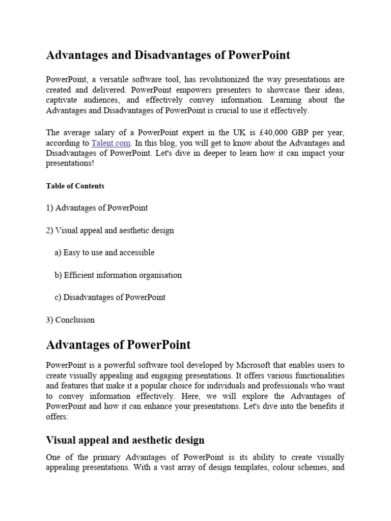 Advantages and Disadvantages of Powerpoint | PDF | Microsoft Power