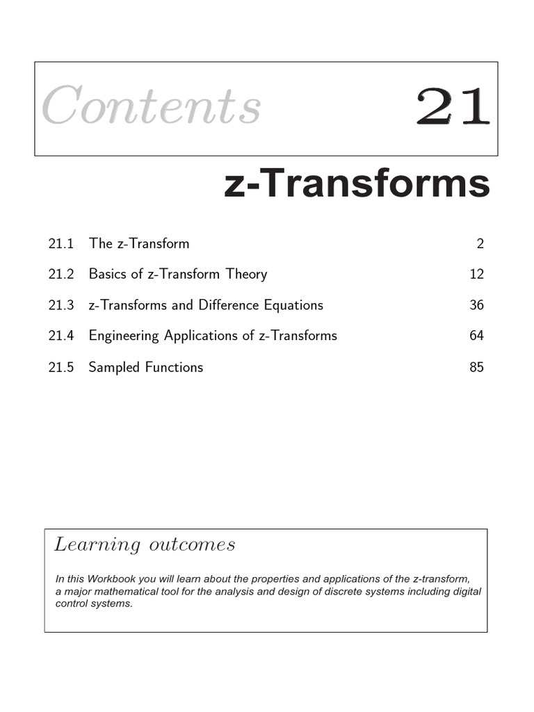 HELM Workbook 21 ZTransforms PDF