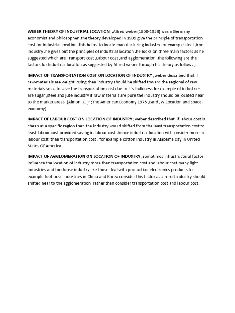 er Theory of Industrial Location PDF