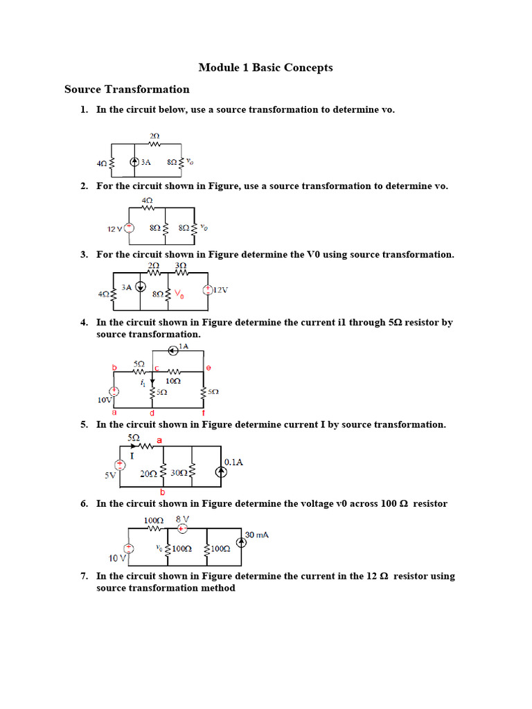 Source Transformation Pdf Electrical Network Resistor