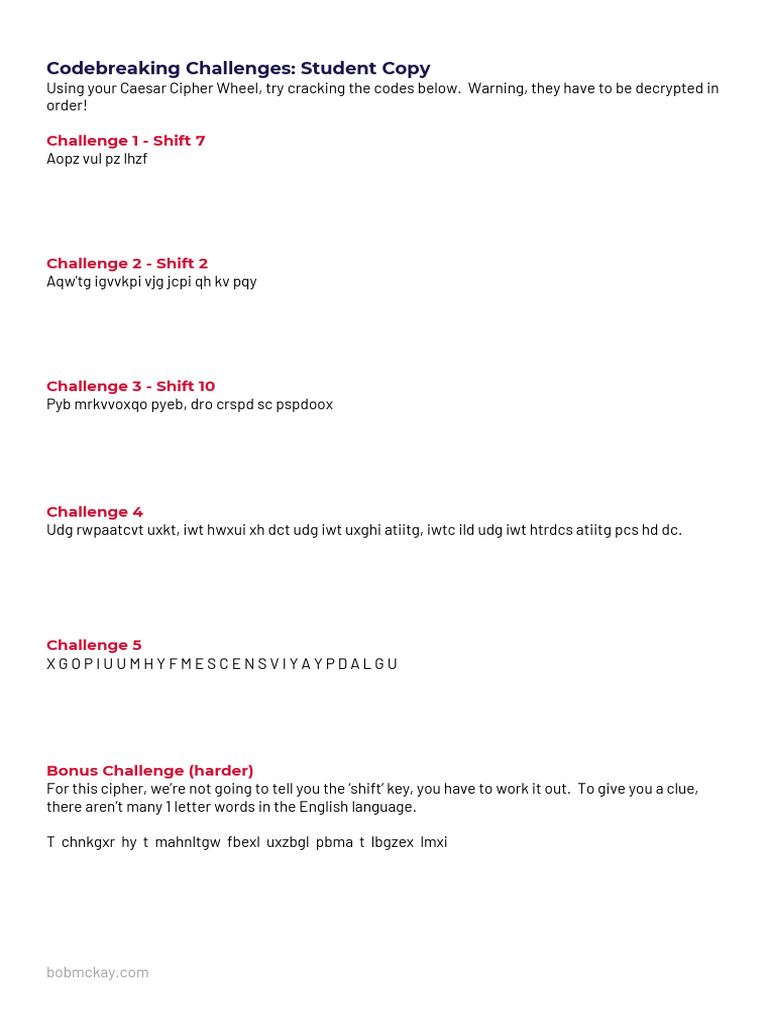 Codebreaking Challenges with Ciphers | PDF