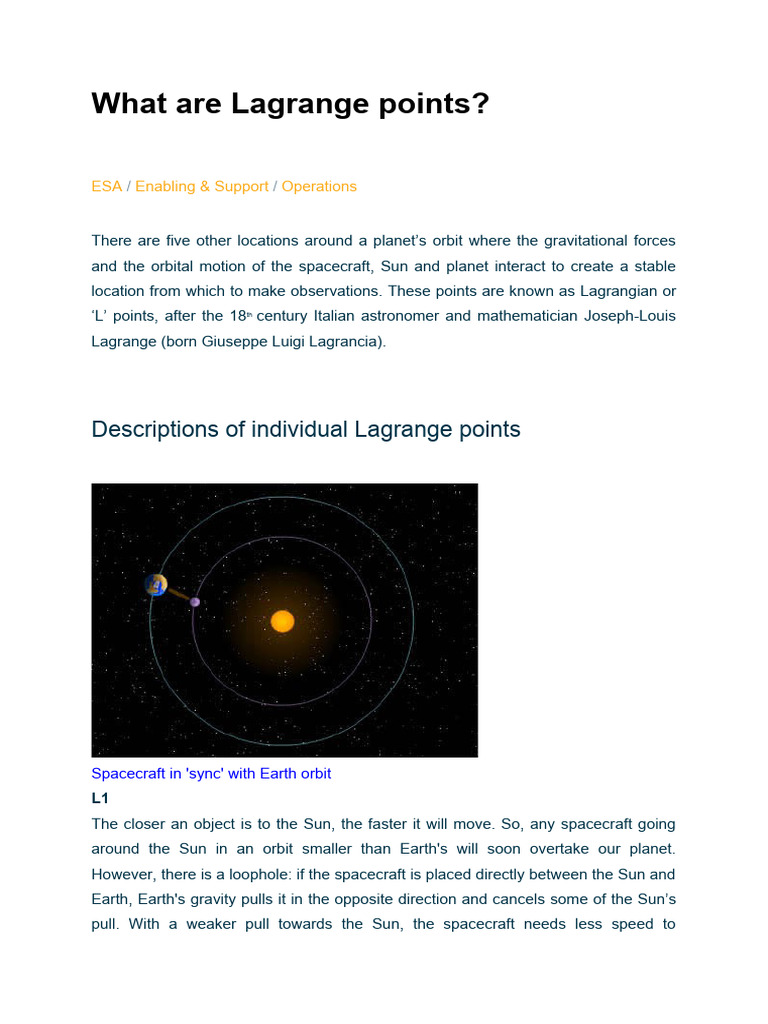 What Are Lagrange Points | PDF | Orbit | Sun