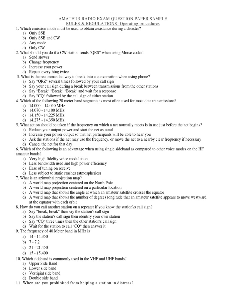 Amateur Radio Exam Sample Questions | PDF | Inductor | Capacitor