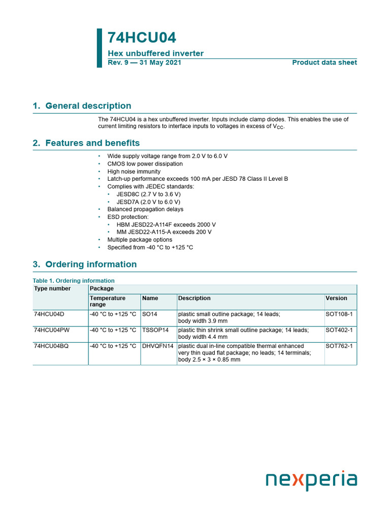 74HCU04 | PDF | Amplifier | Electrical Engineering