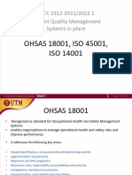 Chapter 5b Current Quality Management Systems in place-SAFETY OHSAS 18001, ISO 45001, ISO 14001