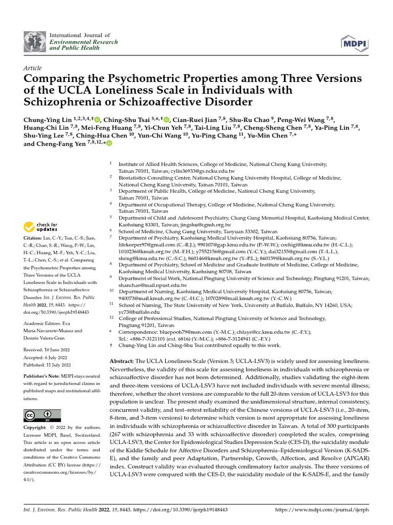 Comparing The Psychometric Properties Among Three Versions of The UCLA ...