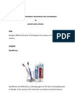 Analyse Different Brands of Toothpaste For Presence of Anions and Cations