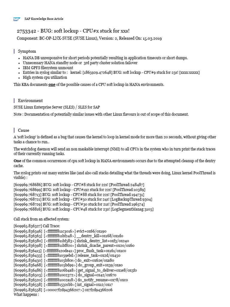 BUG Soft Lockup - CPU#x Stuck For XXS! | PDF