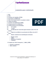 Relação de Documentos para Contratação