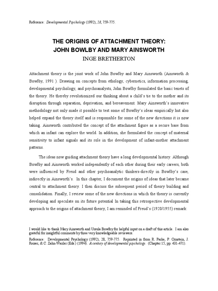 Bowlby Attachment Theory | PDF | Attachment Theory | Psychoanalysis