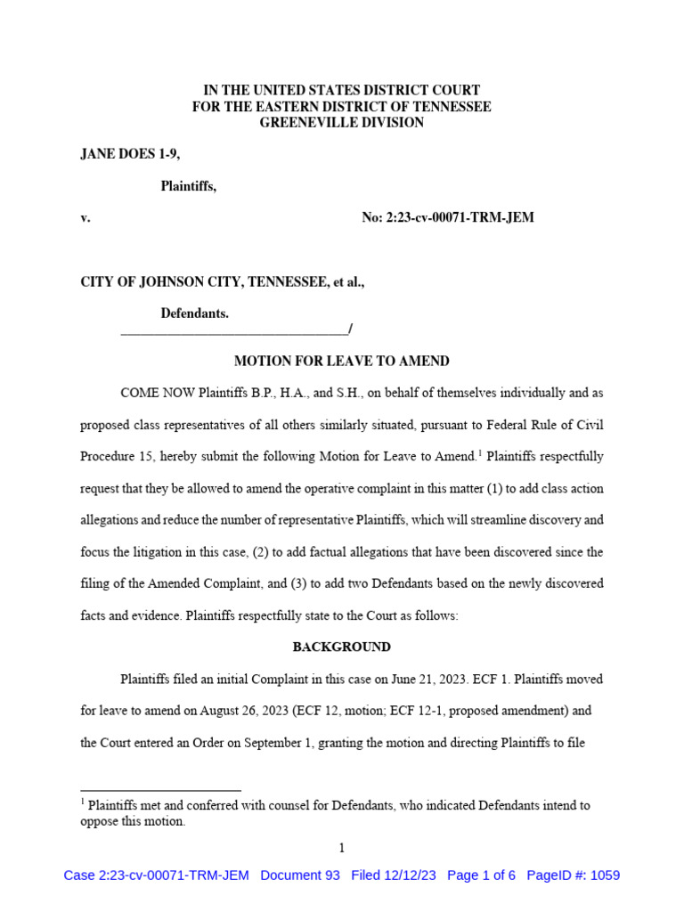 Does v johnson city pdf complaint lawsuit