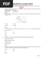 18) Kinematics - NEET - Batch 1+2 27 - Aug - 2023 Answer